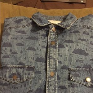 WESC Men's Denim Long Sleeve Button Shirt